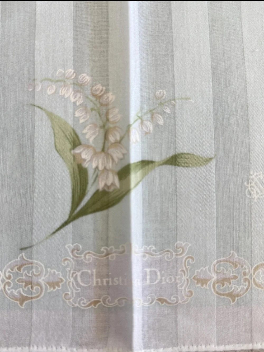 Christian Dior Vintage Lily of the Valley Floral Cotton Scarf